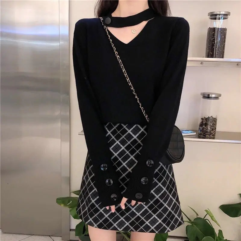 Halter Neck Knit Sweater | Slim Fit Women’s Pullover