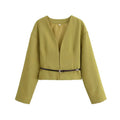 Women’s Fitted Blazer with Belt | Chic V-Neck Elegant Jacket for All Seasons