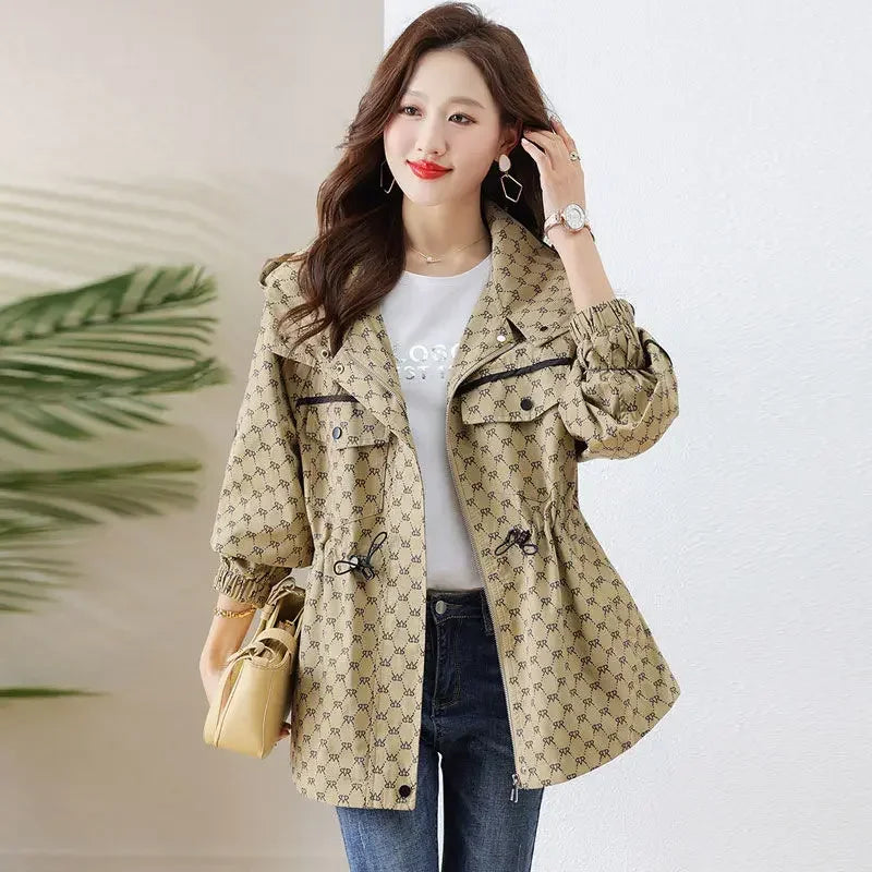 Korean Style Women’s Windbreaker Coat | Loose Hooded Long Jacket
