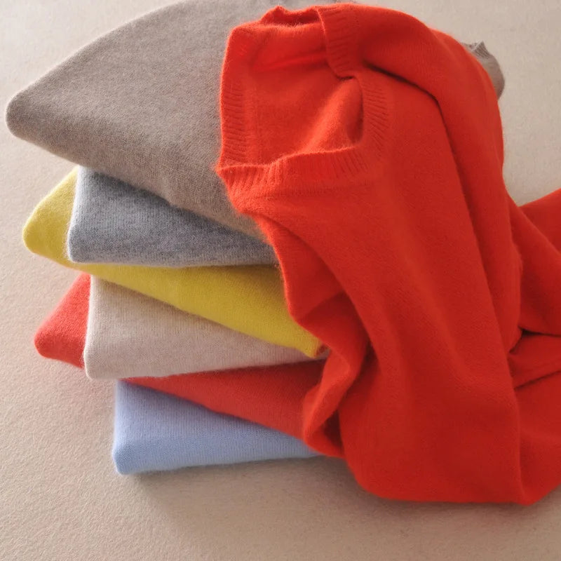 Women’s O-Neck Wool Knit Sweater | Loose Casual Pullover
