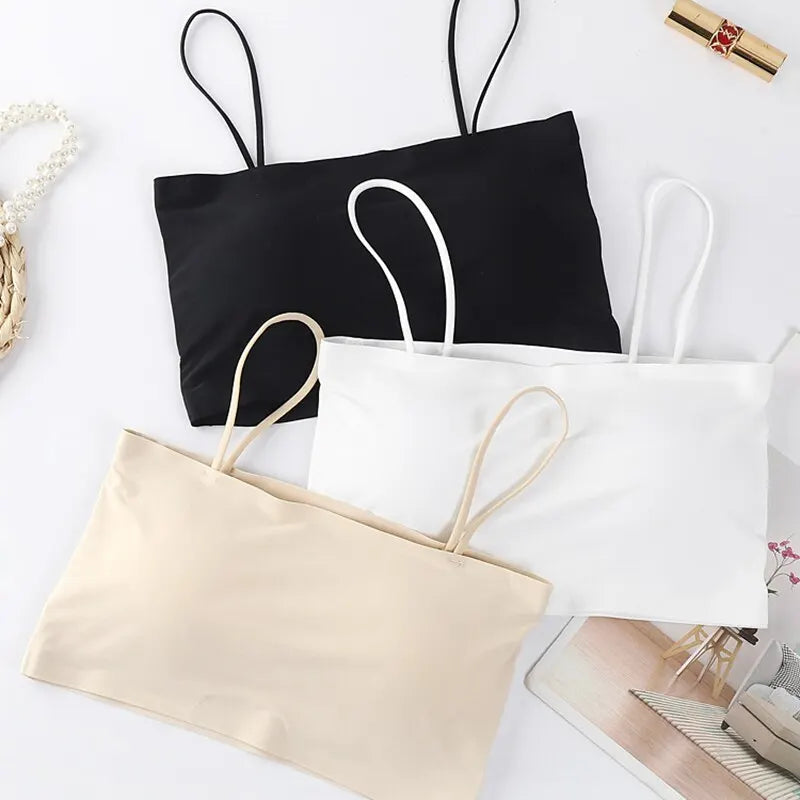 Seamless Backless Crop Top Women Strap Summer Cami