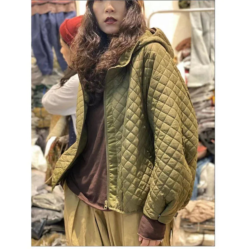 Retro Hooded Women’s Parka 2026 | Korean Loose Fit Casual Winter Jacket