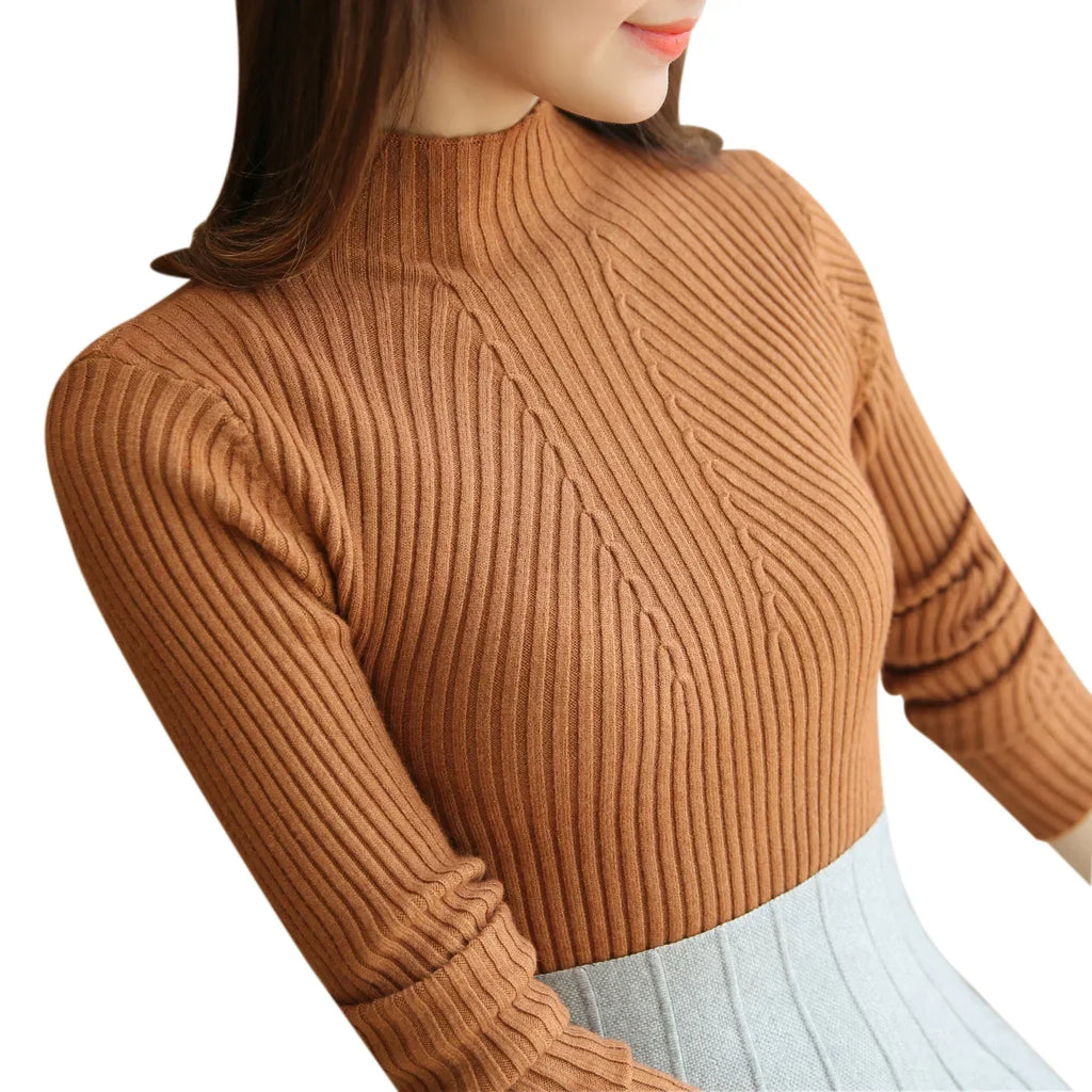 Women’s Turtleneck Knit Sweater | Slim Fit Pullover