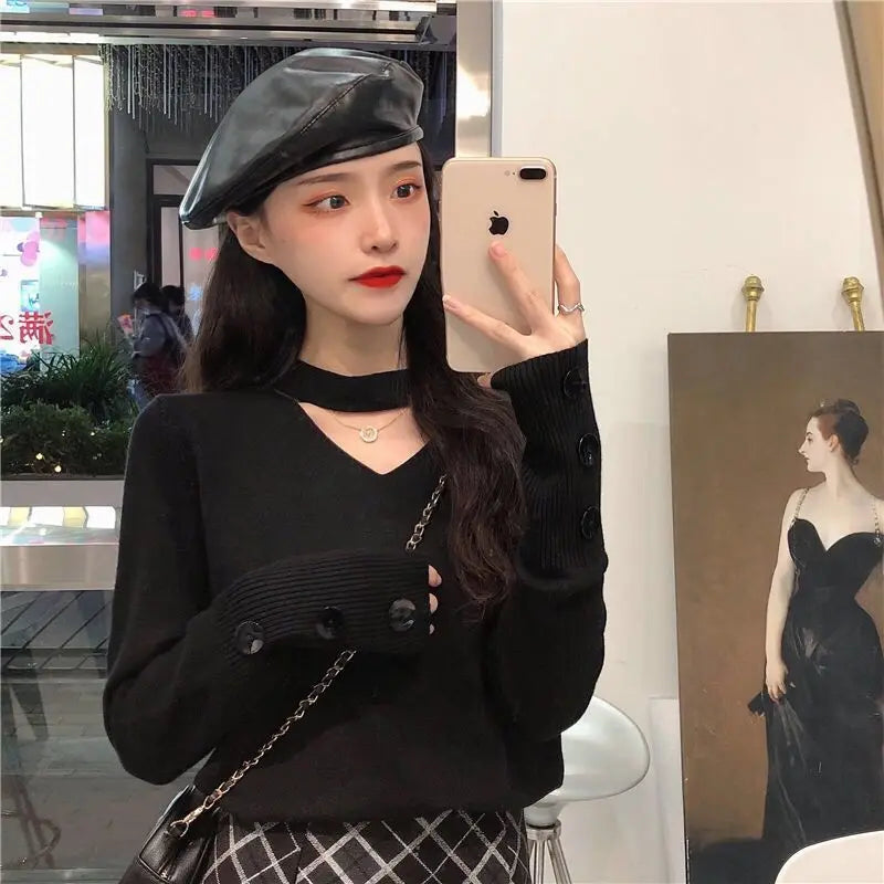 Halter Neck Knit Sweater | Slim Fit Women’s Pullover