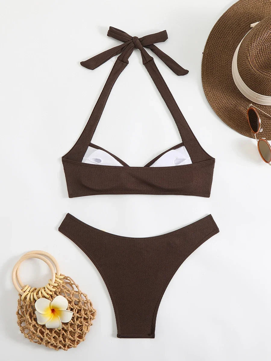 Halter Bikini Set 2025 | Sexy Low Waist Women’s Beach Swimwear