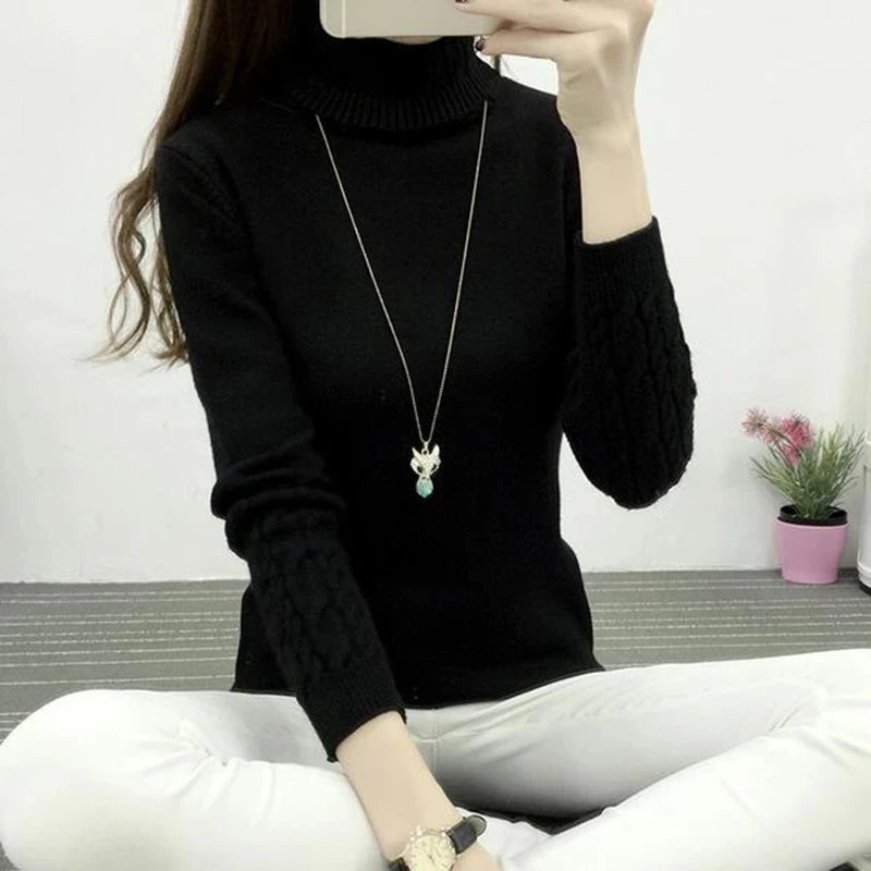 Women’s Turtleneck Knit Sweater | Warm Casual Pullover