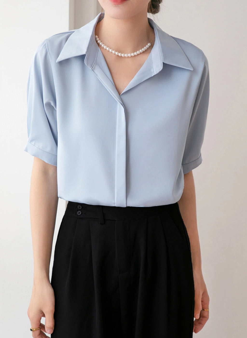 Women’s White Short Sleeve Blouse | Loose Casual Top