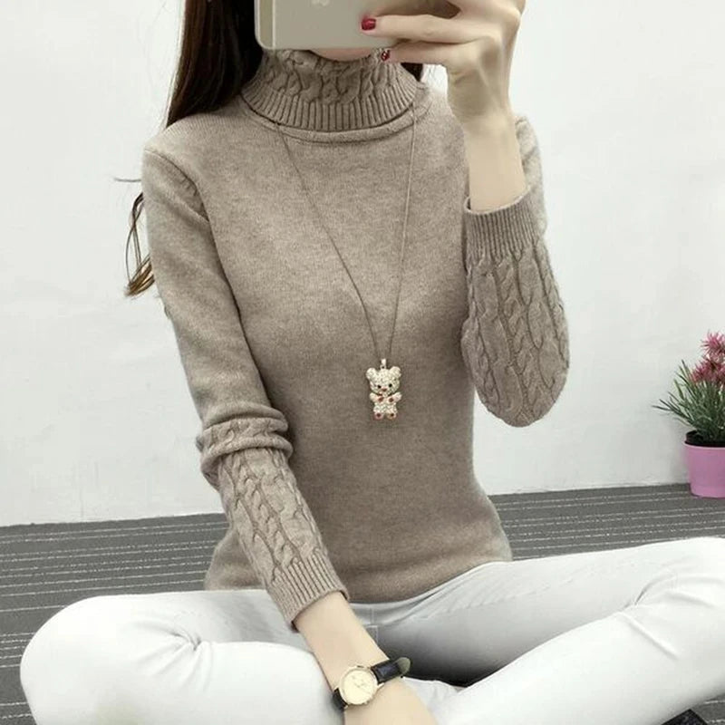 Women’s Turtleneck Knit Sweater | Warm Casual Pullover