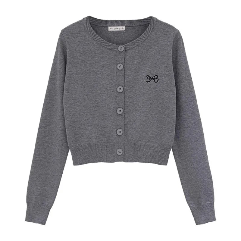 Women’s Embroidered Knit Cardigan | O-Neck Button Sweater