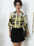Women’s Printed Office Blouse | Button-Up Shirt