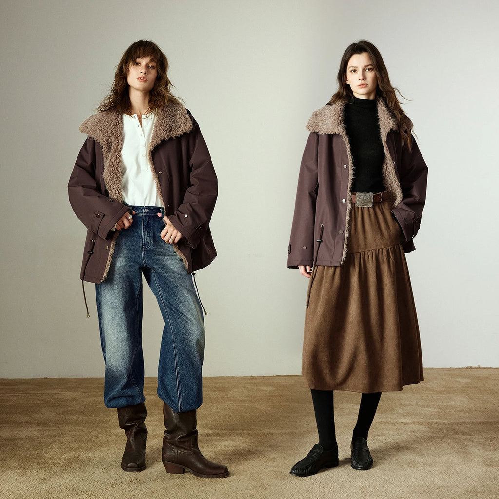 Women’s Winter Coat | Warm Plush Oxford Fabric Jacket for Office Wear