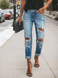 Women’s Low-Rise Ripped Jeans – Trendy Denim Pants