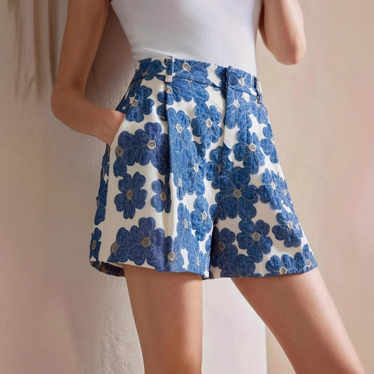 Women’s Floral Print Mid-Rise Shorts – Lightweight Casual Summer Bottoms