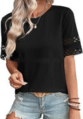 Women’s Round-Neck Hollow Short Sleeve Polyester T-Shirt