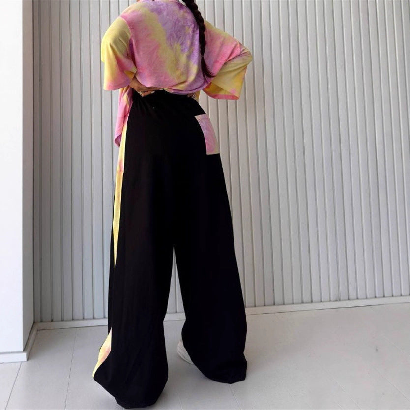 Women’s Tie-Dye Crew-Neck T-Shirt & Pants Set