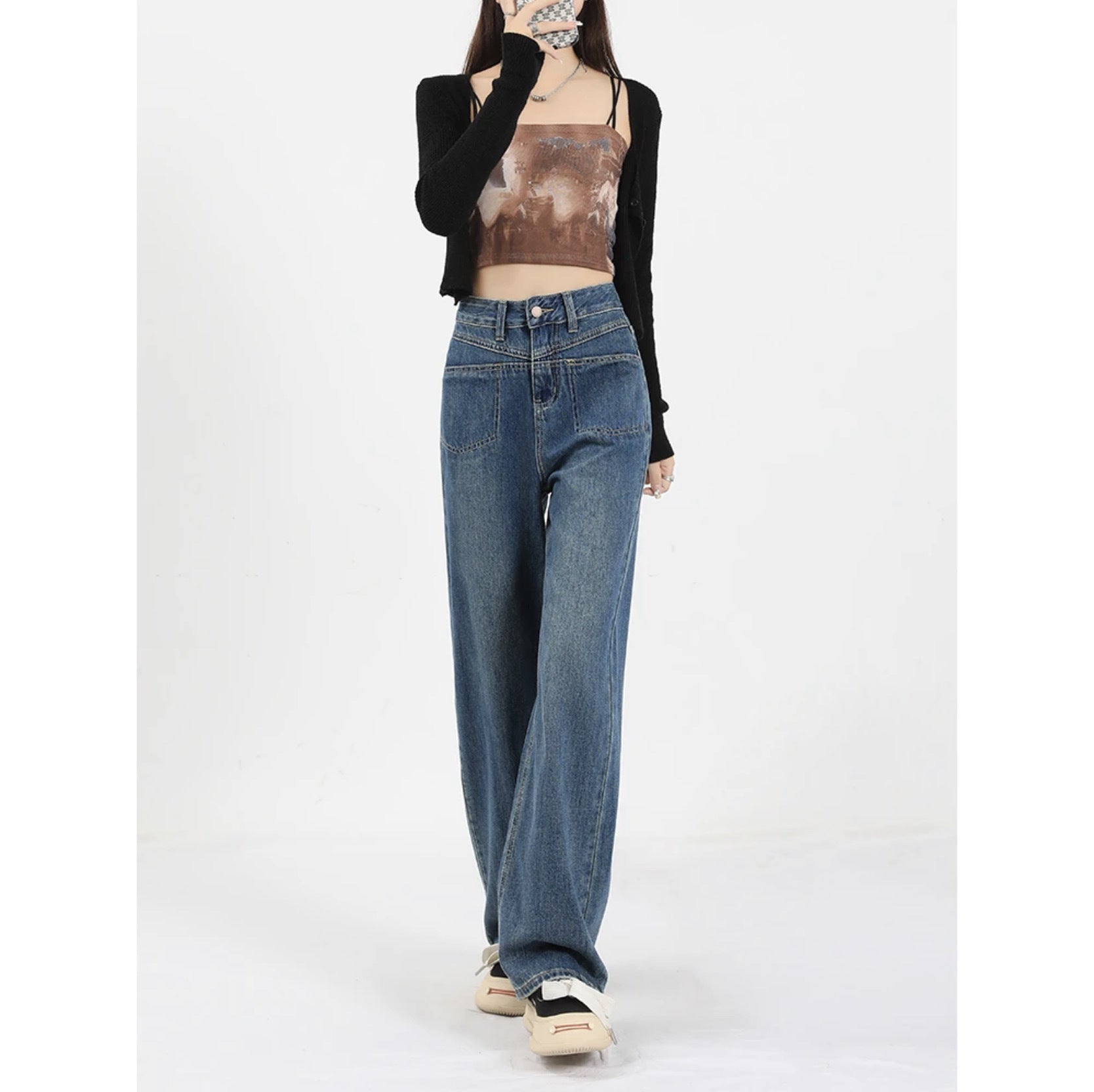 Women’s High-Waist Loose Jeans – Relaxed Fit Denim