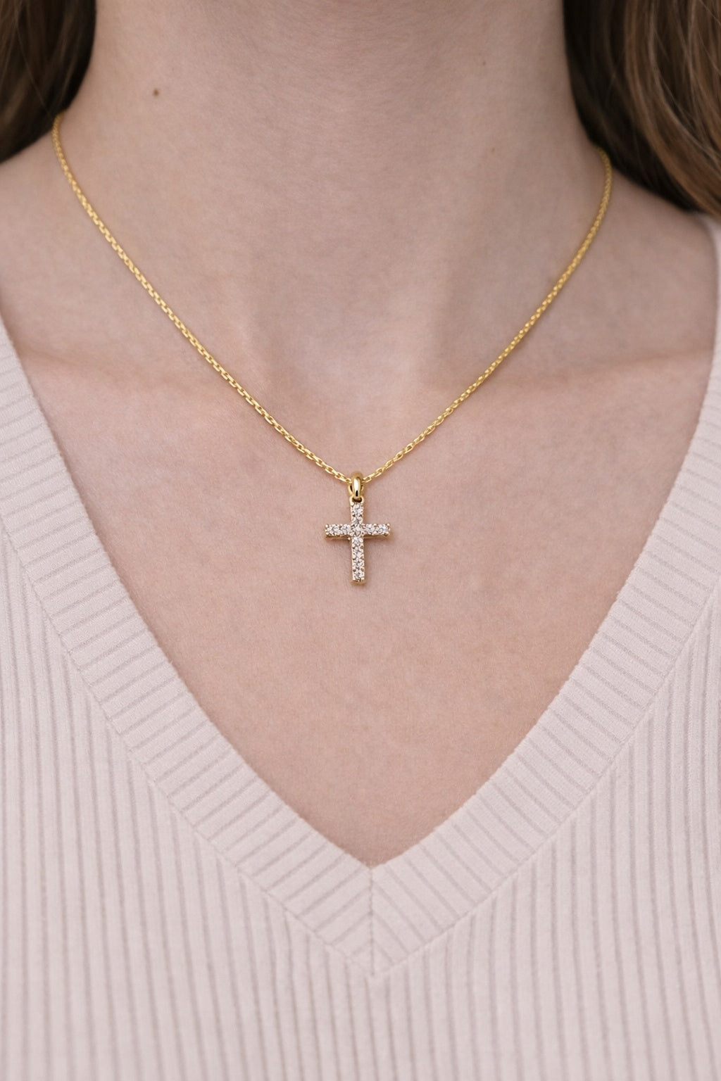 Minimalist Zircon Cross Necklace for Women – Elegant Fine Chain Pendant Jewelry