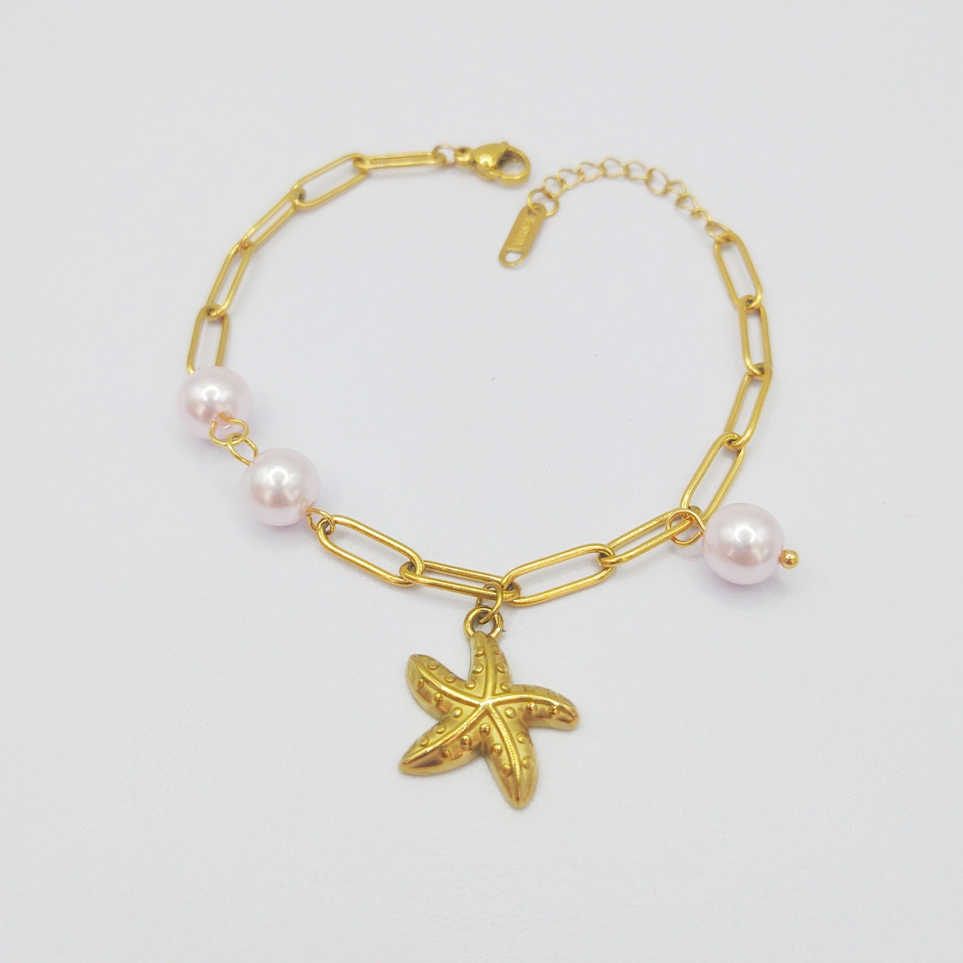 Starfish Pearl Bracelet for Women – Trendy Stainless Steel Elegant Jewelry