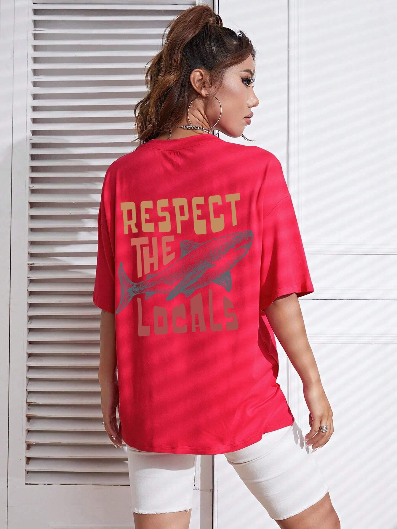 Respect The Locals Shark T-Shirt for Women – Street Style Cotton Graphic Tee