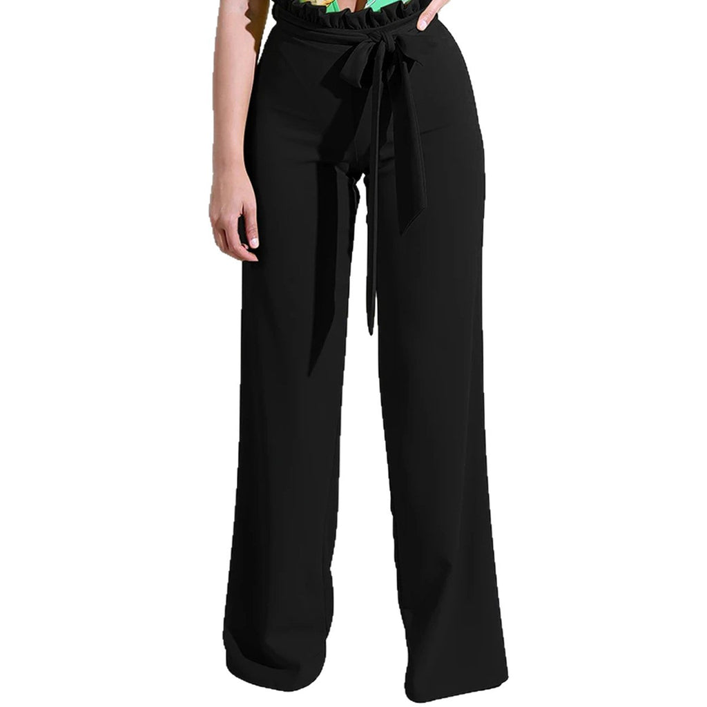 Women’s Wide Leg Casual Trousers – Loose Fit Mid Rise Flared Pants