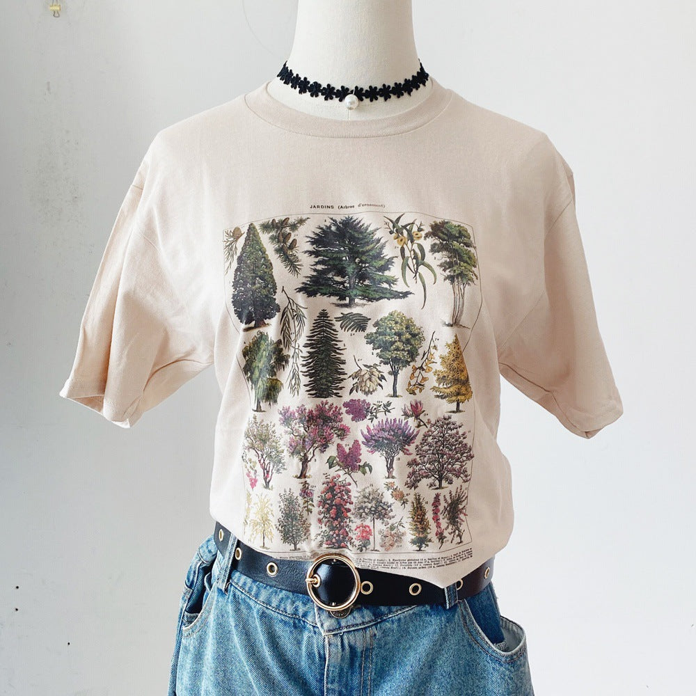 Vintage Tree Print Unisex T-Shirt – Summer Cotton Tee
