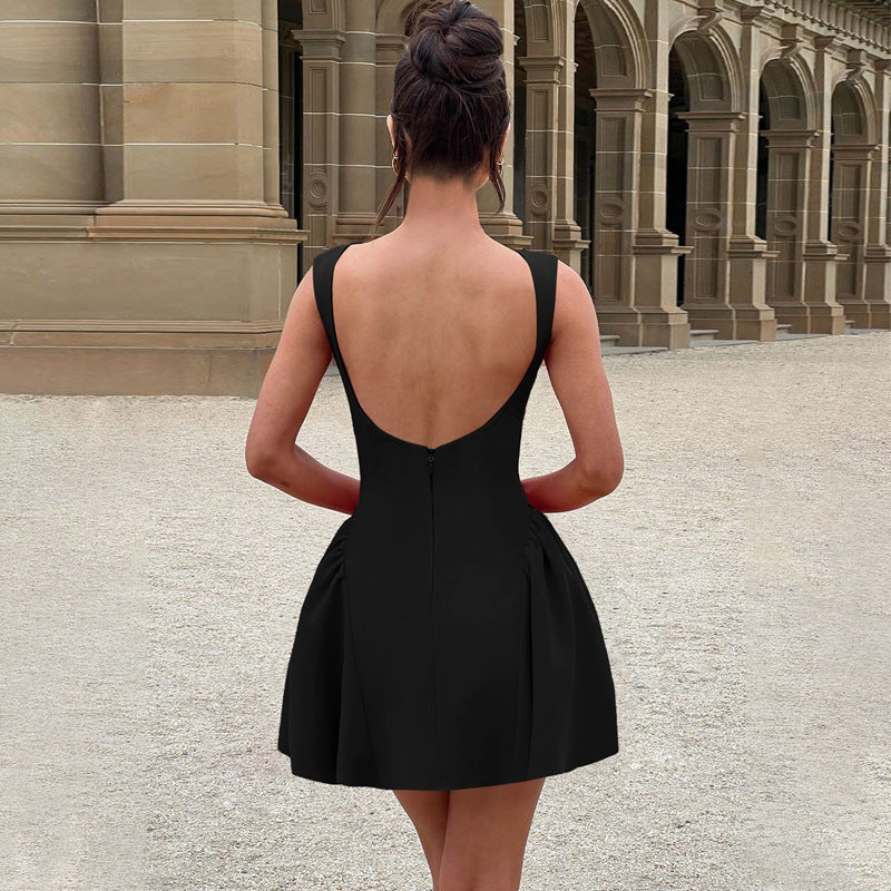 Women’s Sleeveless A-Line Mini Dress – High Waist Slim Fit Casual Dress