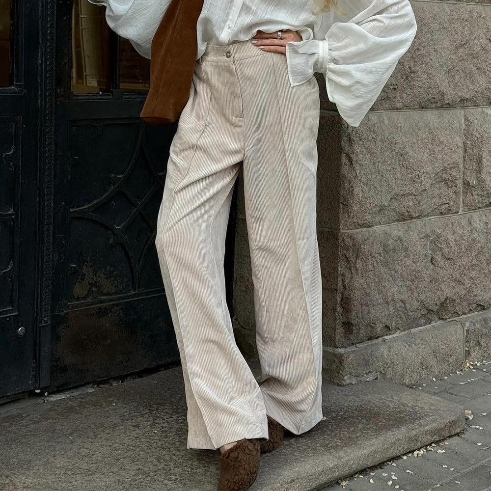 Women’s Retro Wide-Leg Trousers – Casual Korean Style