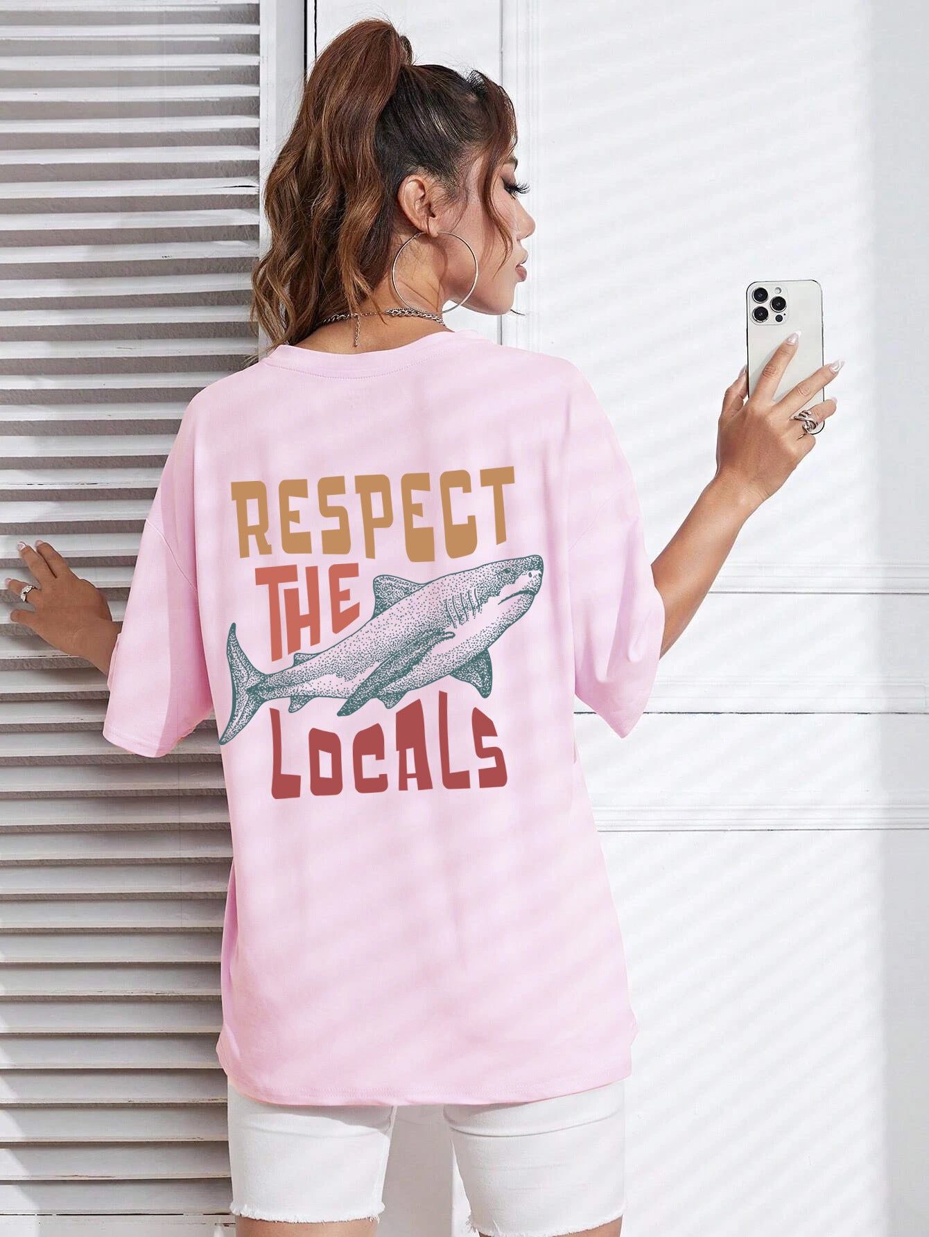 Respect The Locals Shark T-Shirt for Women – Street Style Cotton Graphic Tee