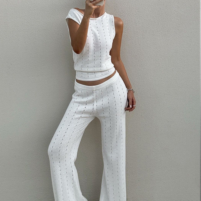 Women’s Sleeveless Tank & Pants Set – Casual Knit Outfit