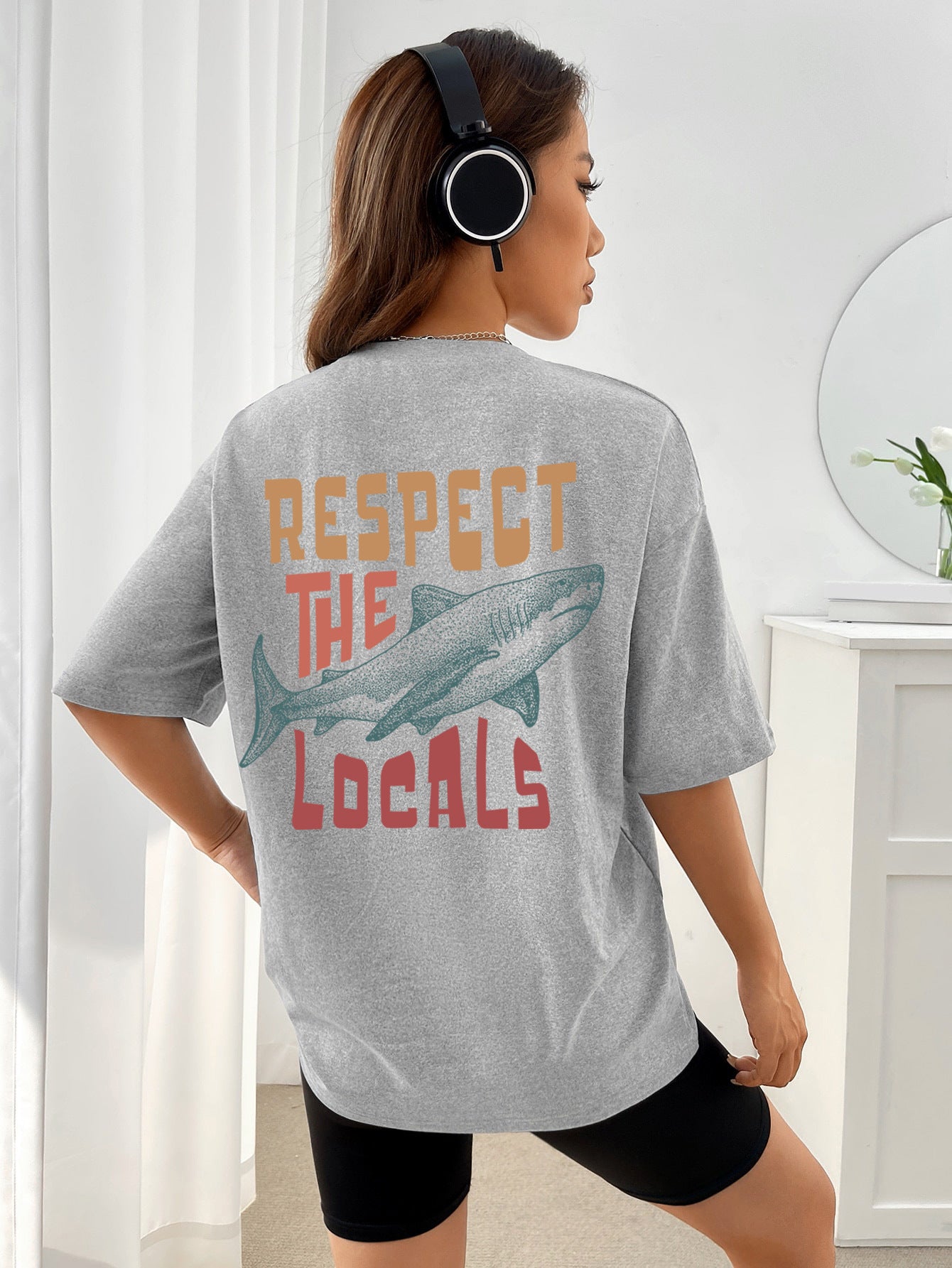 Respect The Locals Shark T-Shirt for Women – Street Style Cotton Graphic Tee