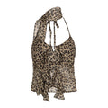 Women’s Leopard Print Halterneck Top – Slim Fit Street Style