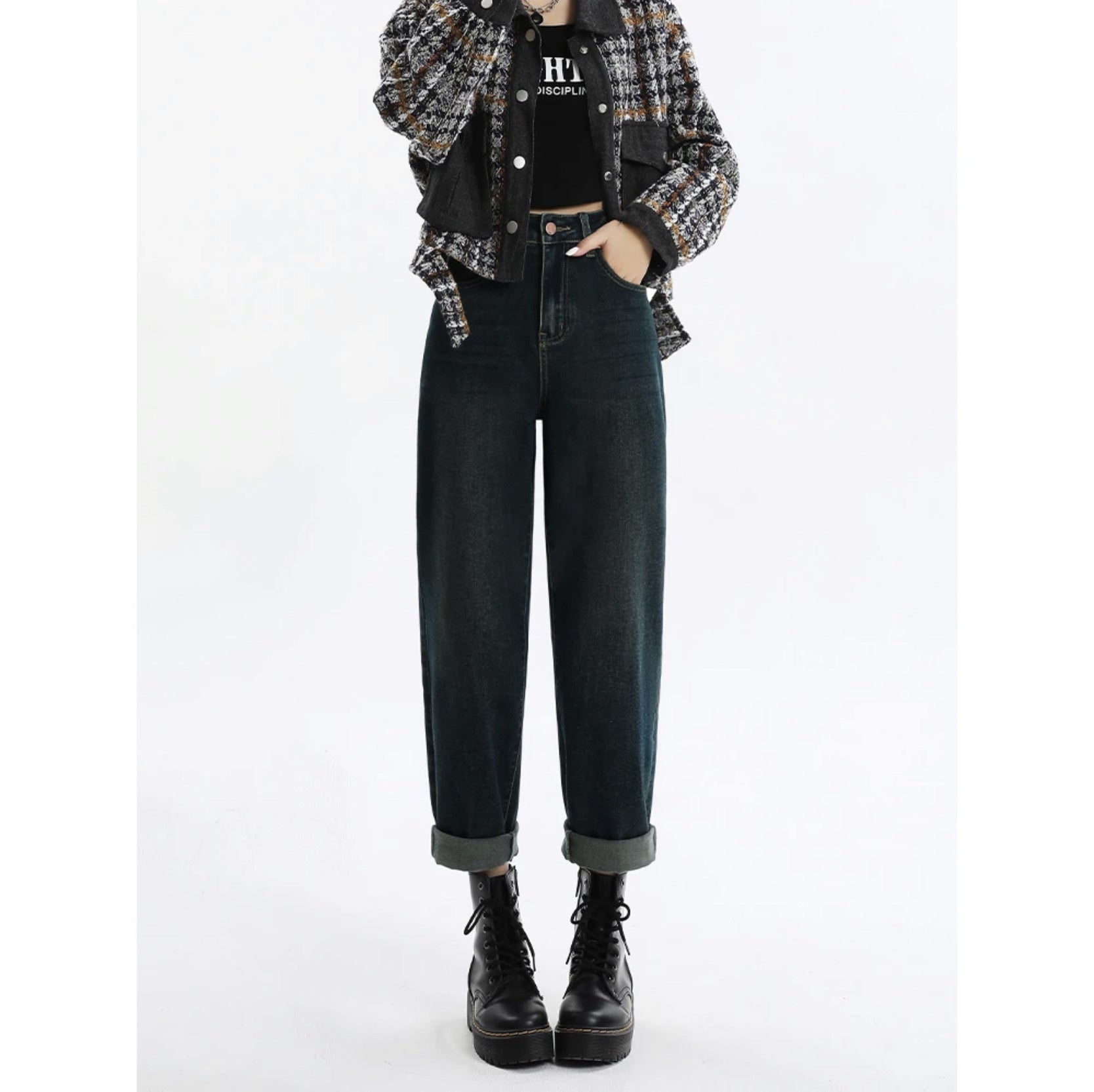 Women’s Casual Denim Jeans – All-Match Cotton Pants in Prussian & Textured Blue