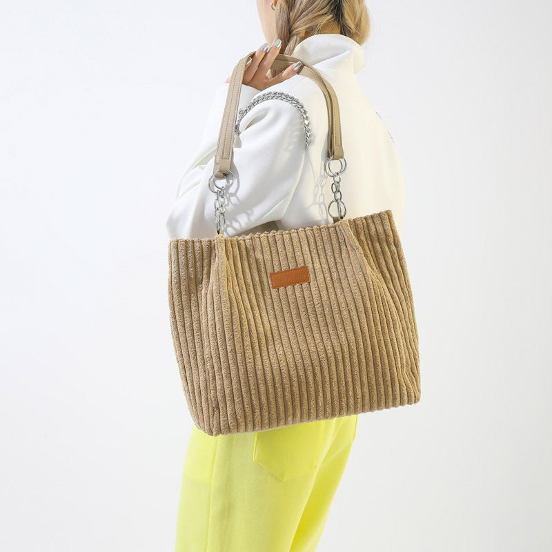 Women’s Corduroy Tote Bag | Large Capacity Shoulder Bag
