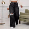 Women’s High-Waist Ripped Wide-Leg Jeans – Street Style Denim