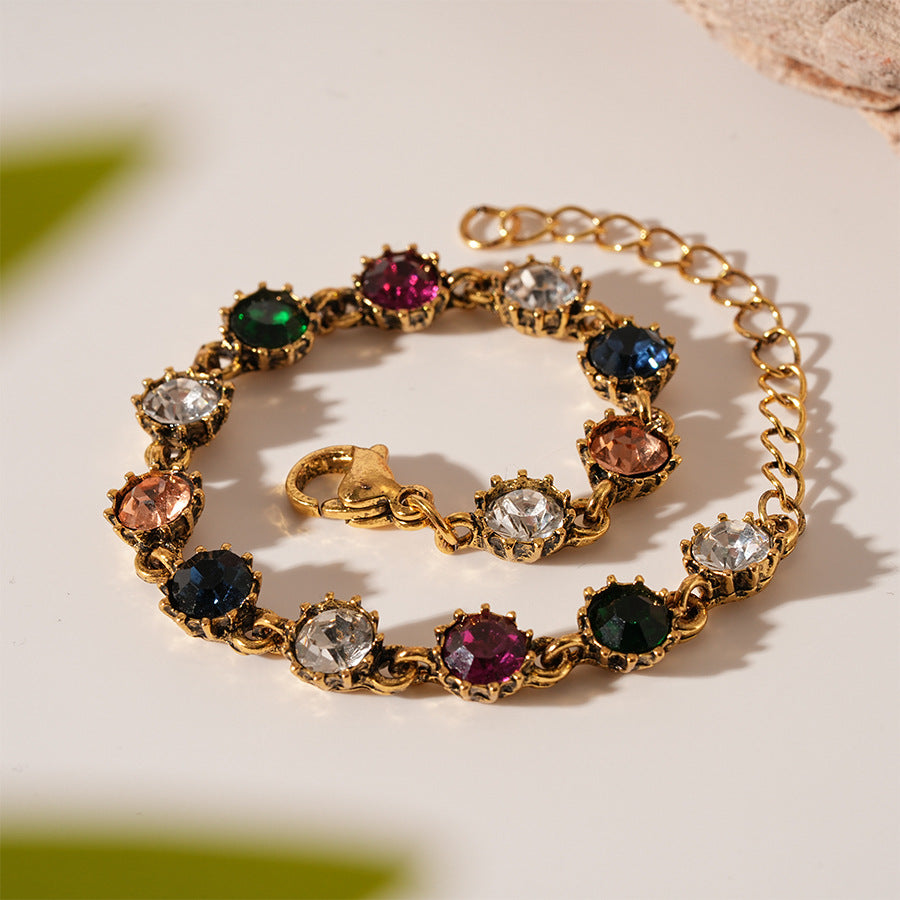 Retro Colorful Geometric Bracelet for Women – Elegant French Style Jewelry