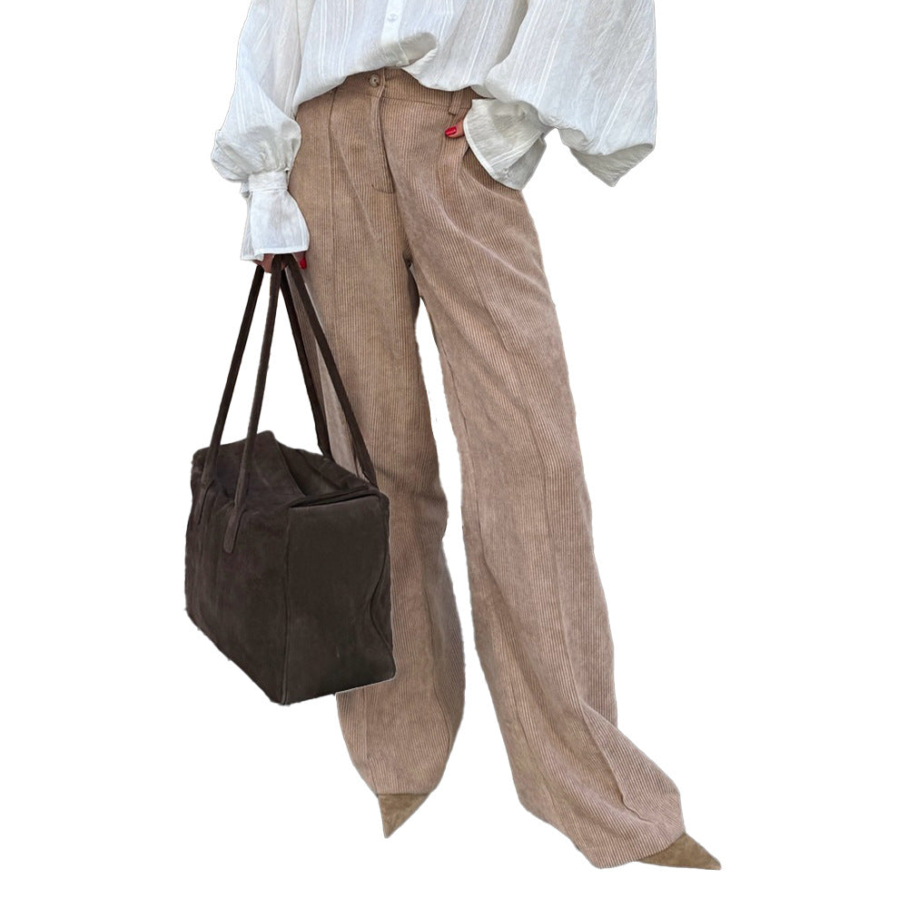 Women’s Retro Wide-Leg Trousers – Casual Korean Style