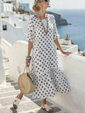Women’s Digital Print Maxi Dress – Elegant Pleated Flared Casual Dress