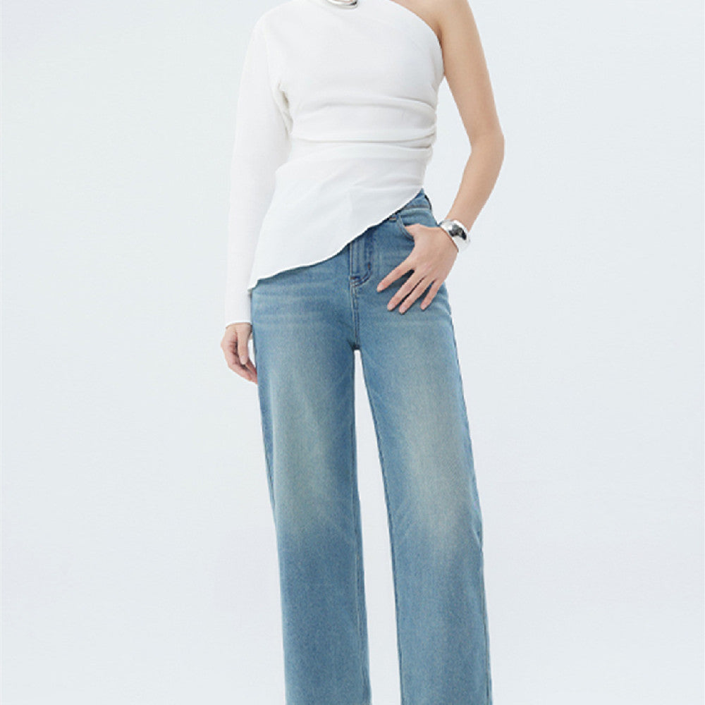 Women’s Light Blue Jeans – Fashion Spring Denim Pants with Slim Fit Stretch