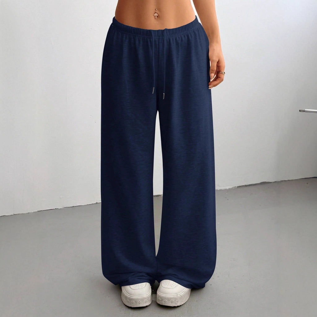 Women’s Drawstring Flared Wide-Leg Pants – Stretch Comfort Casual Trousers for Sporty & Relaxed Style