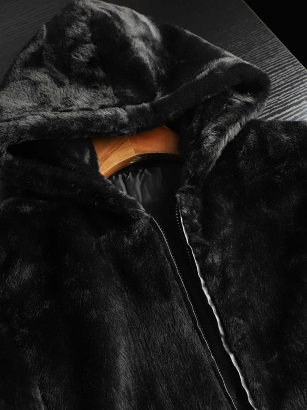 Men’s Hooded Winter Coat – Black Fleece Lined Overcoat, Casual Business Style Long Sleeve Jacket