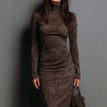 Women’s Long Sleeve Basic Dress – High Waist Casual Comfortable Everyday Dress