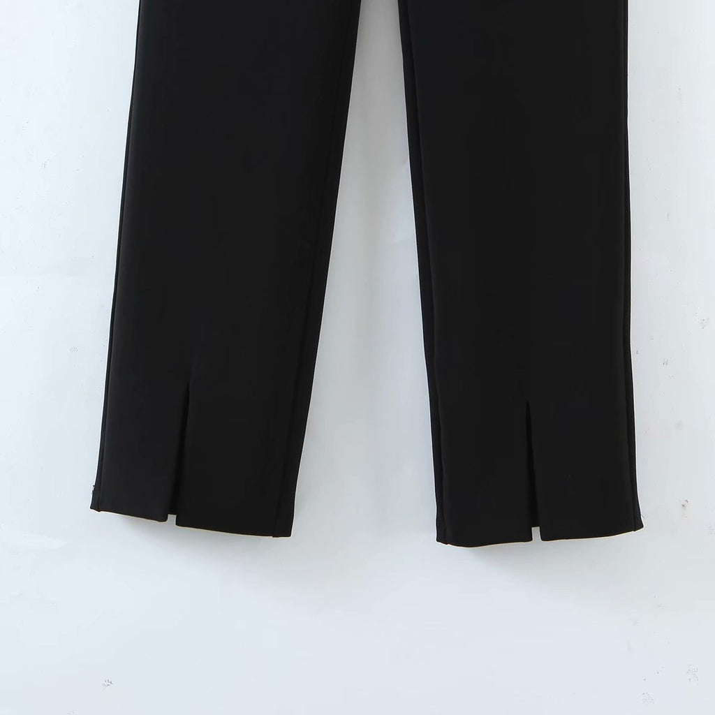 Women’s Wide-Leg Pants with Front Slit – Modern High-Waist Trousers for Casual Chic Style