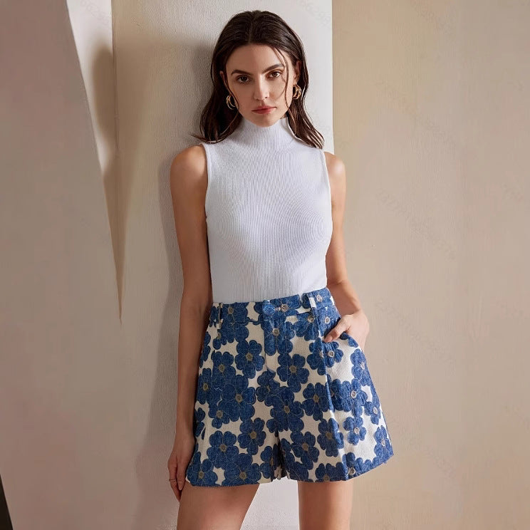 Women’s Floral Print Mid-Rise Shorts – Lightweight Casual Summer Bottoms