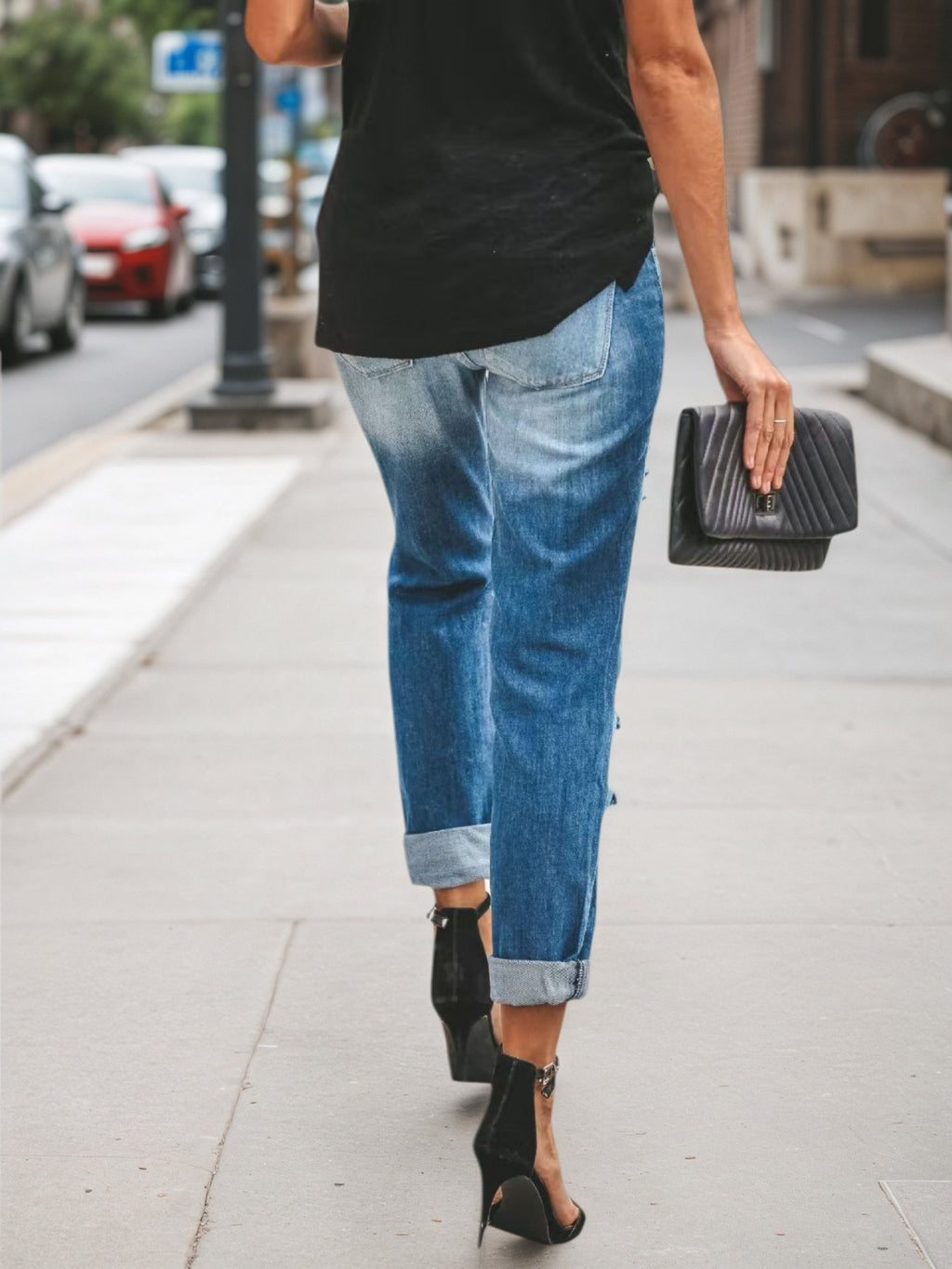 Women’s Low-Rise Ripped Jeans – Trendy Denim Pants