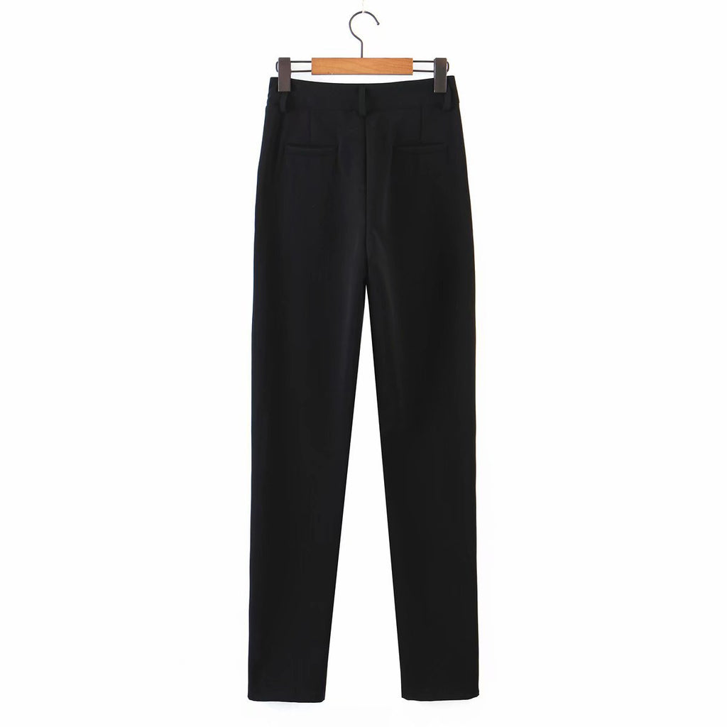 Women’s Wide-Leg Pants with Front Slit – Modern High-Waist Trousers for Casual Chic Style