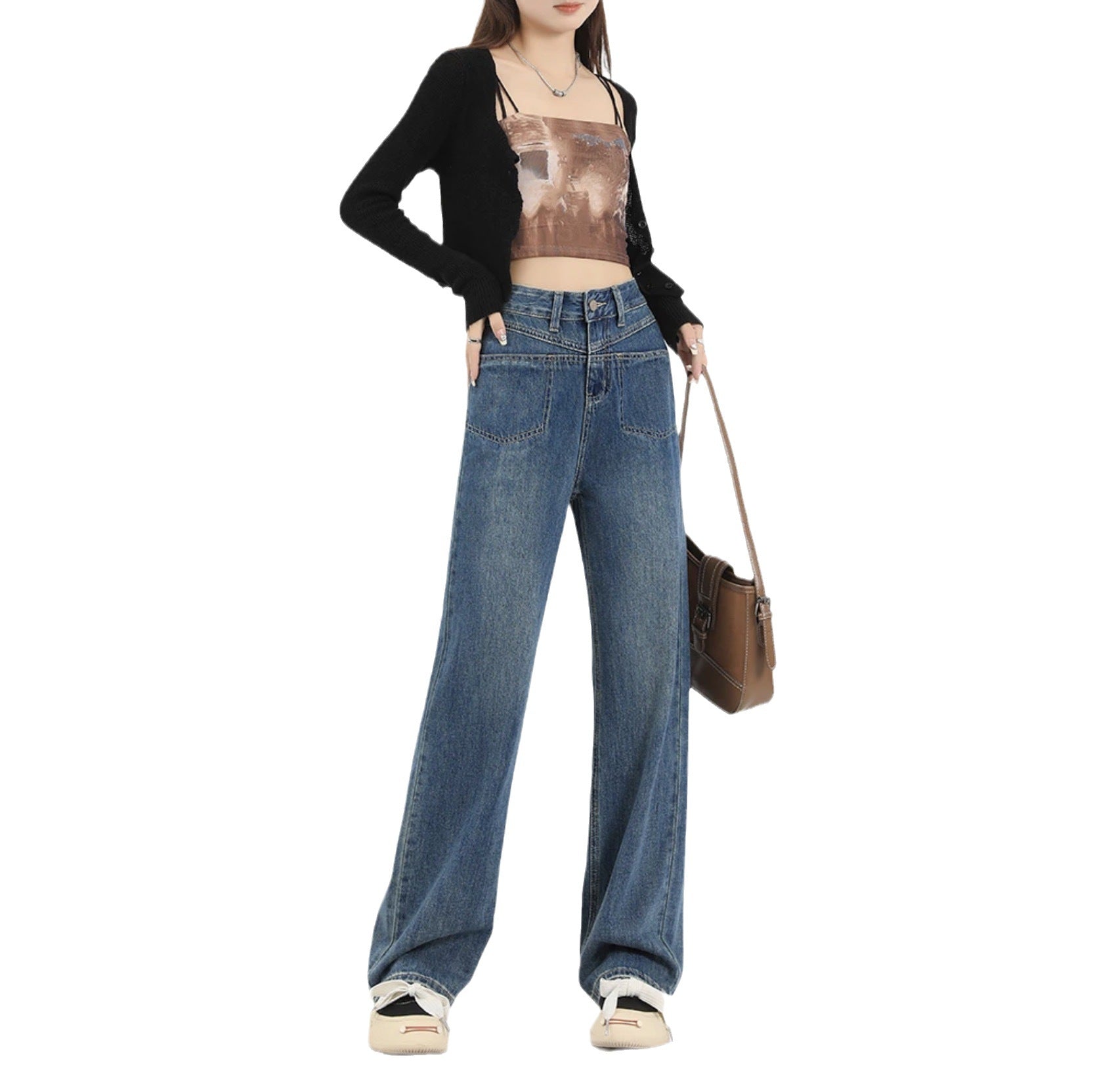 Women’s High-Waist Loose Jeans – Relaxed Fit Denim