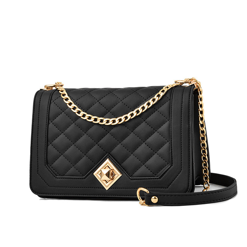 Women’s Embroidered Crossbody Bag – Chain Shoulder Motorcycle Style