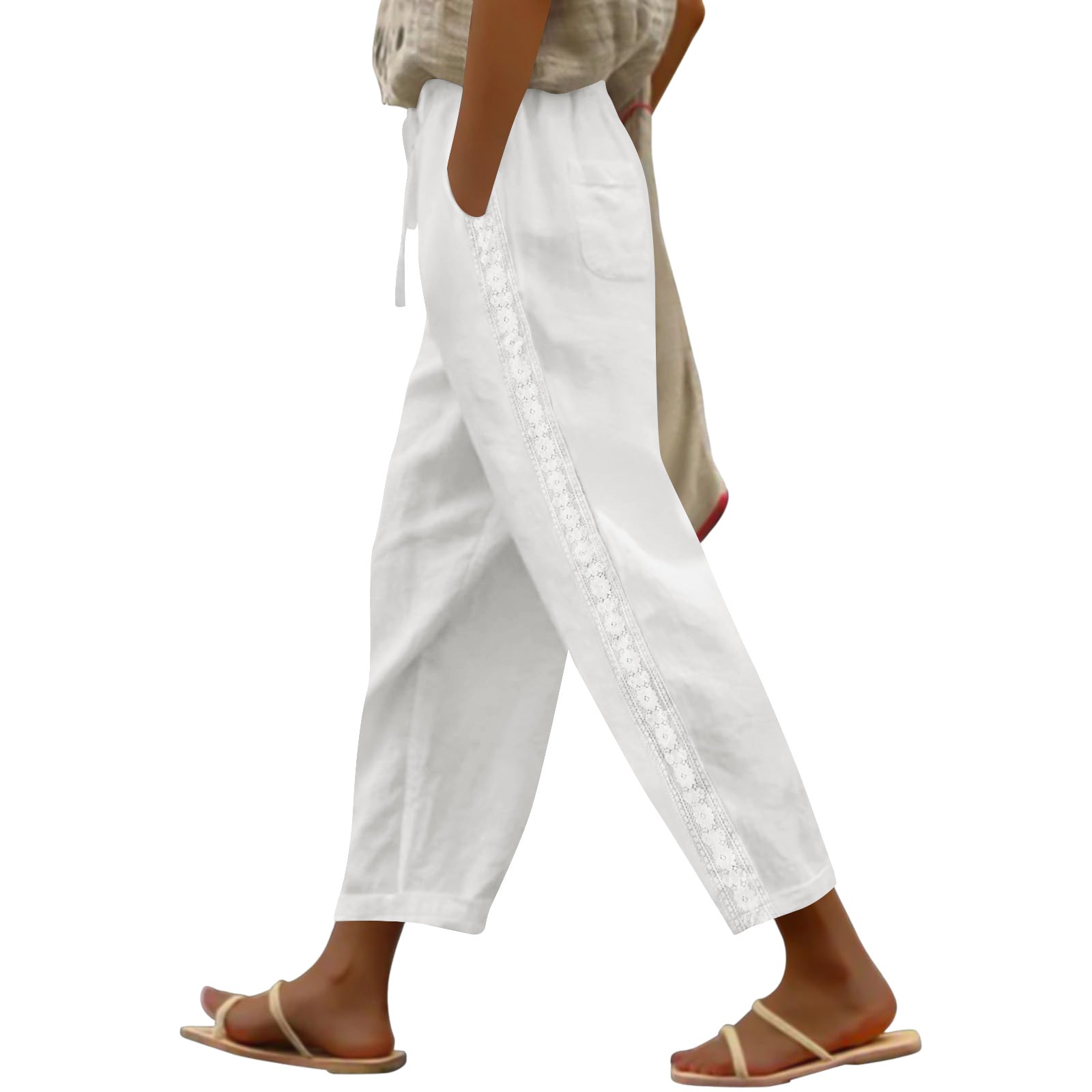 Women’s Wide-Leg Casual Pants – Elastic Waist Drawstring Loose Fit Trousers for Everyday Comfort