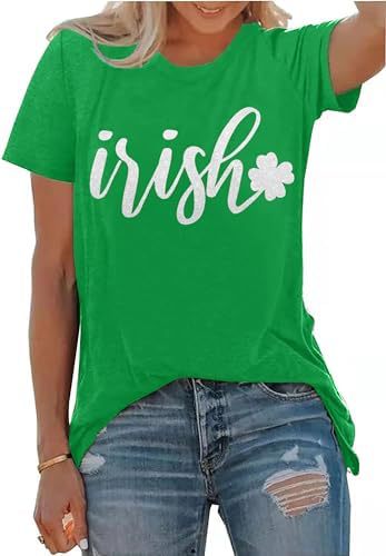 St. Patrick’s Day Shamrock T-Shirt for Women – Retro Printed Cotton Graphic Tee