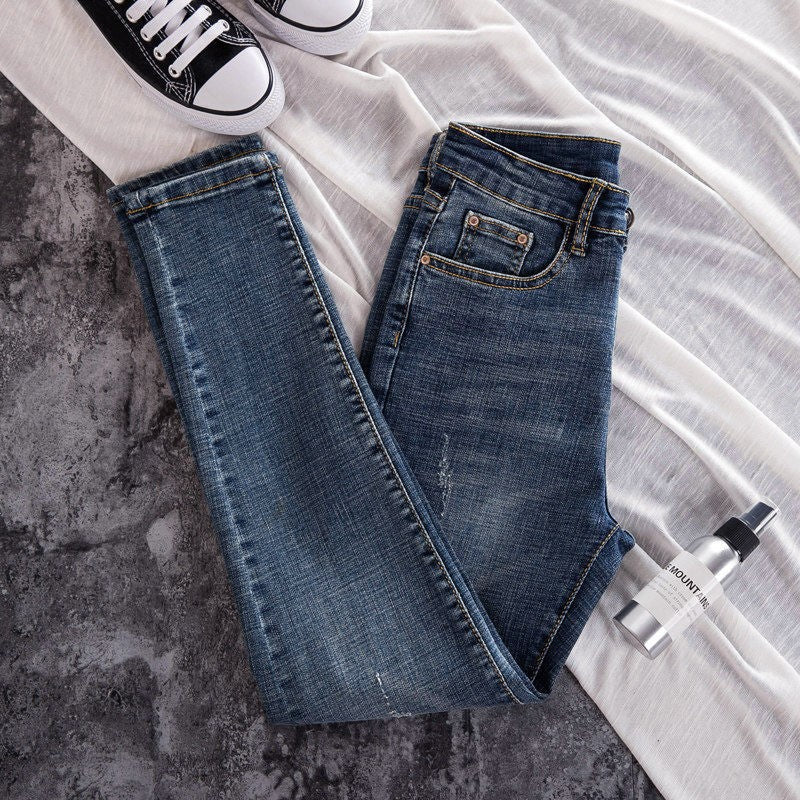Women’s High Waist Jeans – Cropped & Full Length Denim Pants Retro Slim Fit